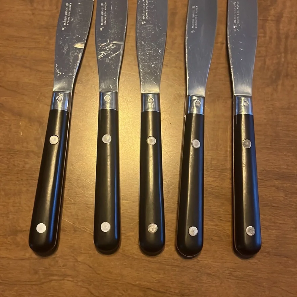 Washington Forge Mardi Gras Black Stainless‎ knives 5 Silverware flatware